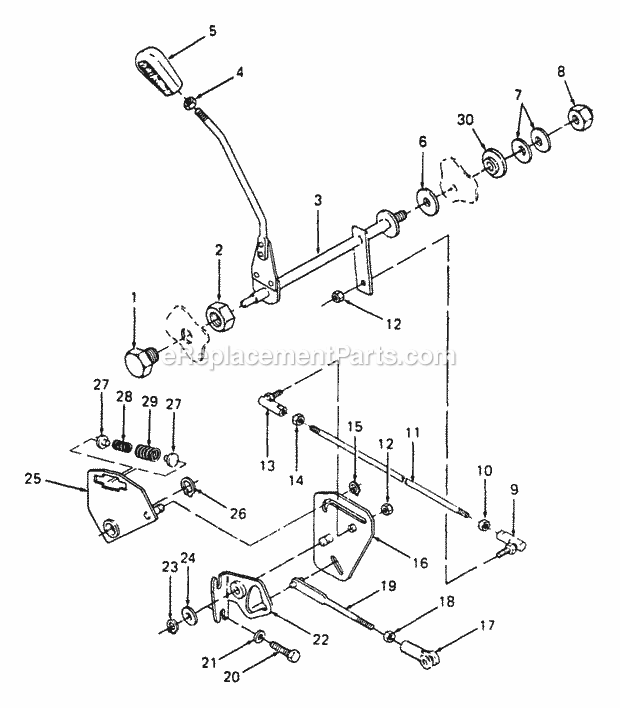 Transmission Controls Diagram and Parts List for 2086 880001-899000, 14A-735-100, 146-735-100 Cub Cadet Lawn Tractor